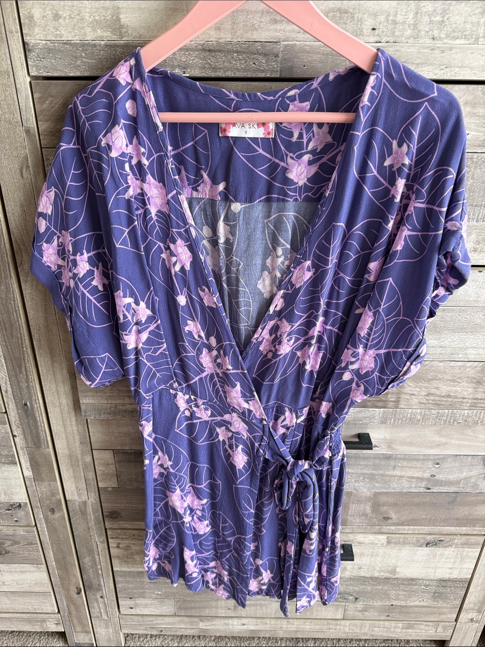 Ava Sky Lavender & Pink Floral Wrap Romper